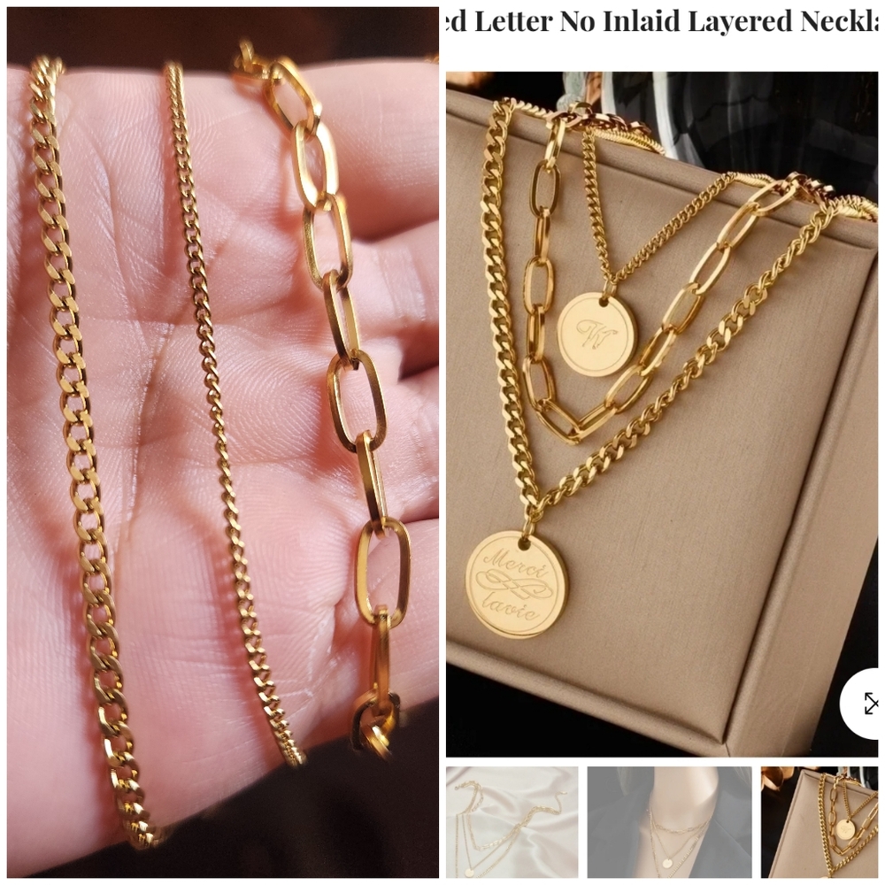 8 Pc Layered Necklace and Hoops Bundle